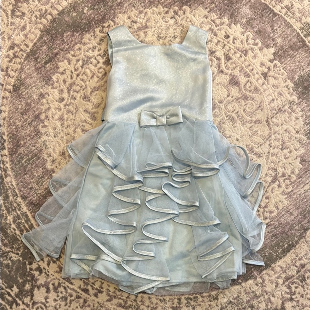 Elegant Light Blue Ruffled Dress